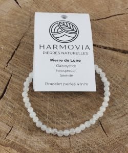 Bracelet Pierre de Lune blanche AA - Perles 4mm